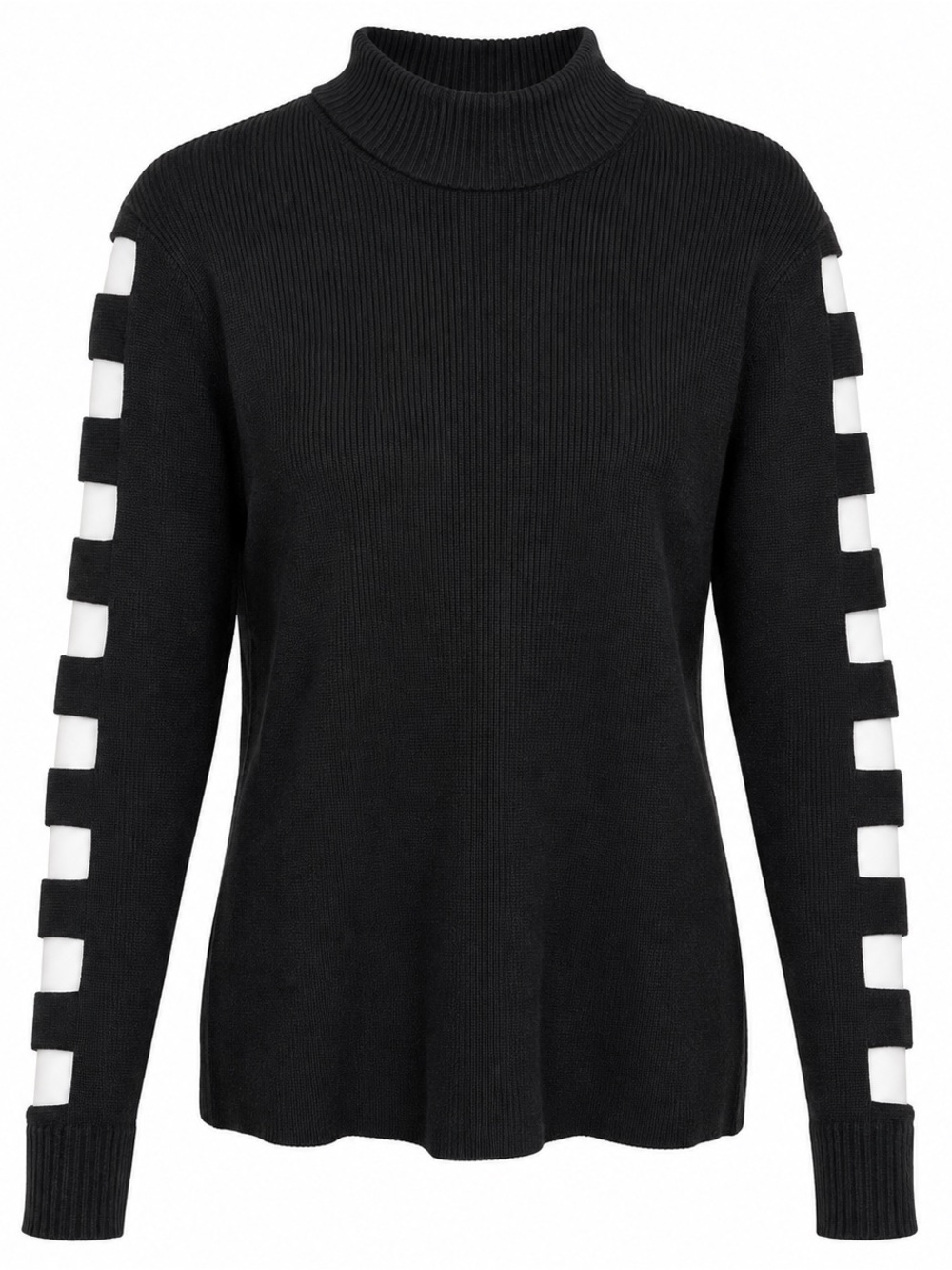 Almost Famous Black Cutout Sleeve Mock Neck Sweater – Size Large